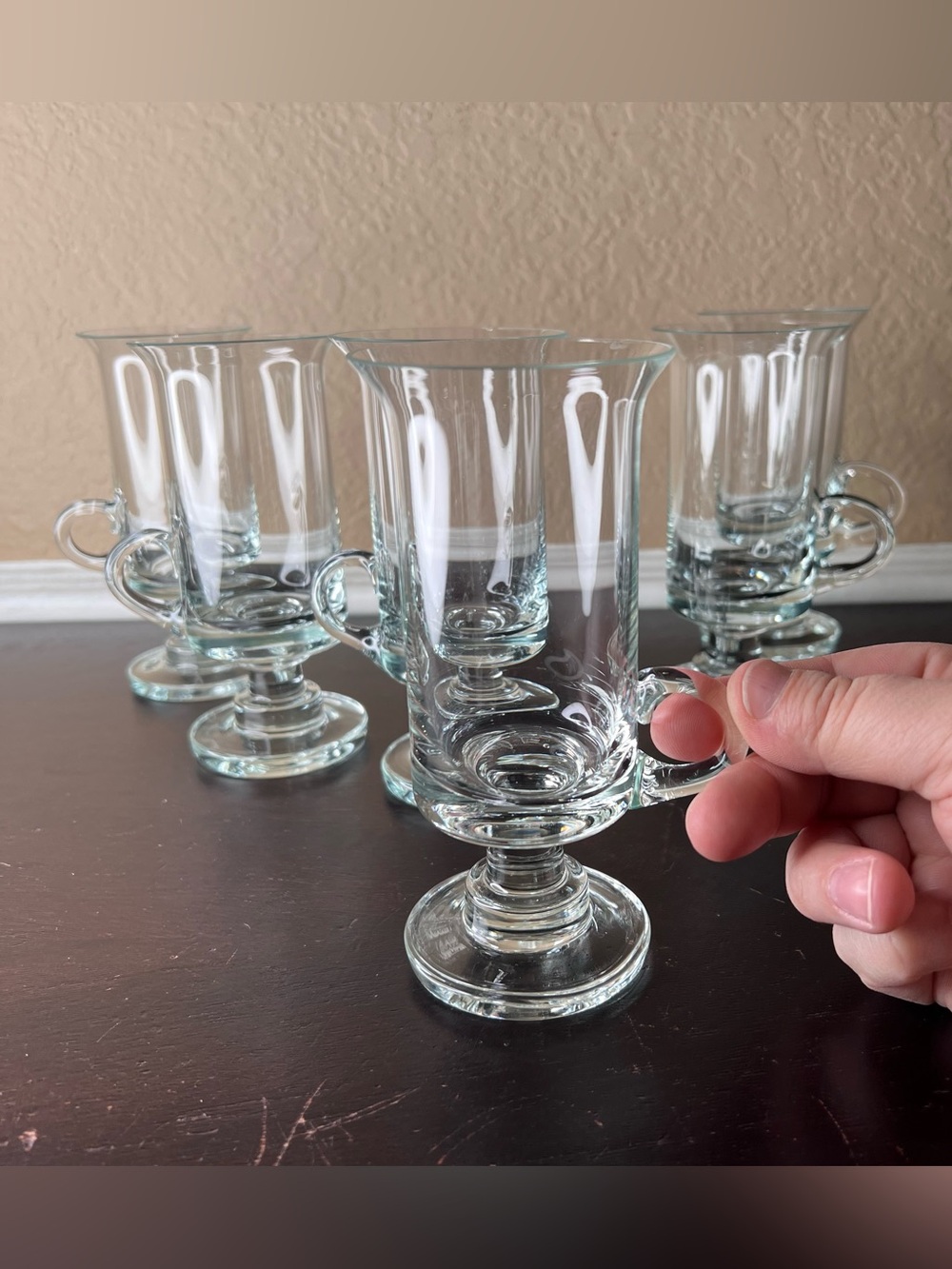 Vintage 1970s Knobler Romania Crystal Irish Coffee Mugs Set of 6